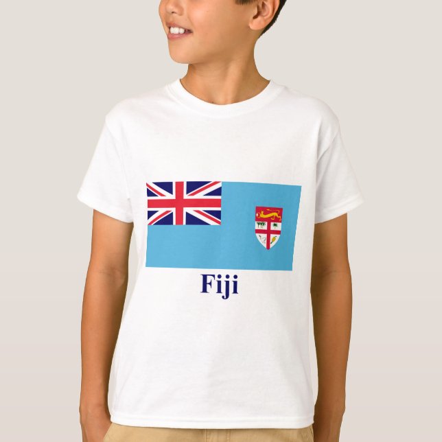 Camiseta Bandeira de Fiji com nome (Frente)