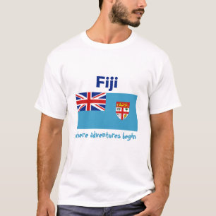 Camiseta Bandeira de Fiji + Mapa + T-shirt do texto
