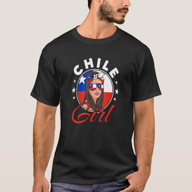 Camiseta Bandeira De Garota Chilena Do Chile (Frente)