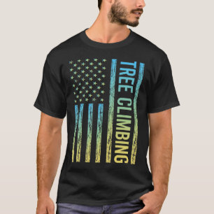 Camiseta Bandeira de Gradiente de Escalada de Árvore Escala