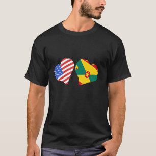 Camiseta Bandeira de Granada EUA Coração Orgulho Granadino