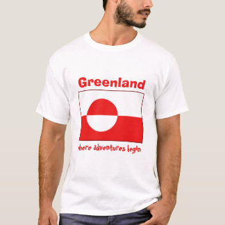 Camiseta Bandeira de Greenland + Mapa + T-shirt do texto