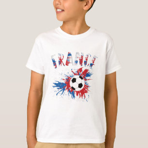Camiseta Bandeira de Grunge da Bola de Futebol da França
