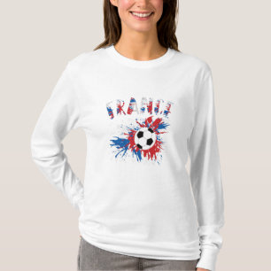 Camiseta Bandeira de Grunge da Bola de Futebol da França
