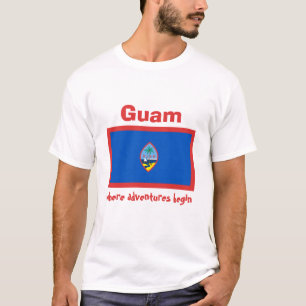 Camiseta Bandeira de Guam + Mapa + T-shirt do texto