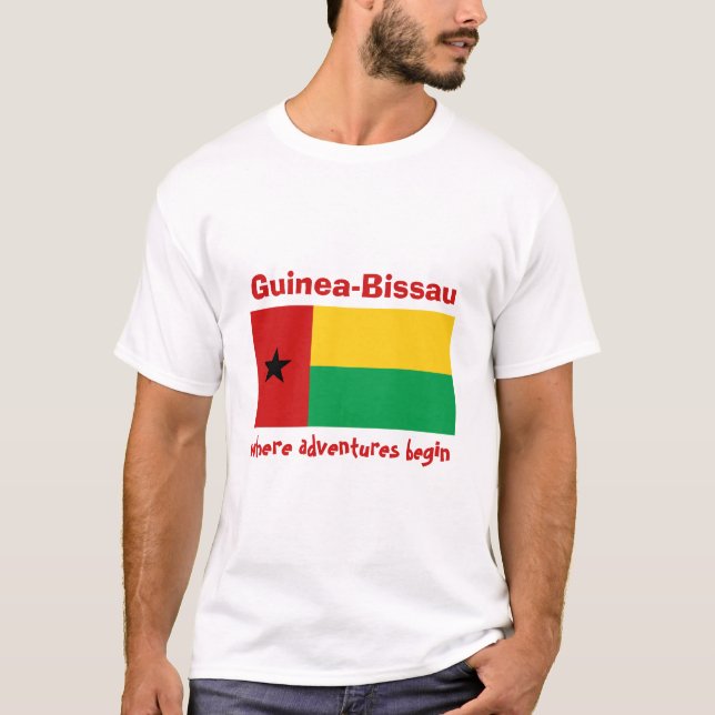 Camiseta Bandeira de Guiné-Bissau + Mapa + T-shirt do texto (Frente)