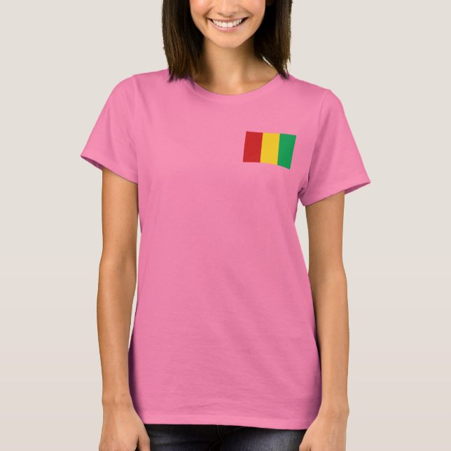 Camiseta Bandeira de Guiné-Conacri e T-Shirt de Mapa (Frente)