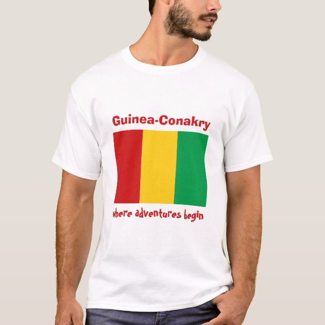 Camiseta Bandeira de Guiné-Conakry + Mapa + T-shirt do (Frente)