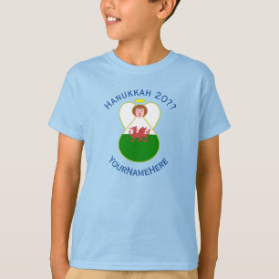 Camiseta Bandeira de Hanukkah do Anjo Galês Personalizada p
