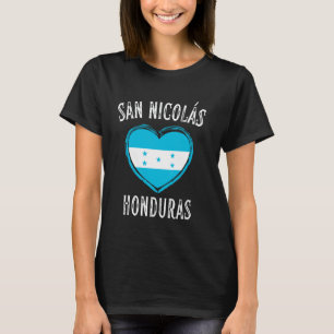 Camiseta Bandeira de Honduras Coração Cidade de San Nicolas