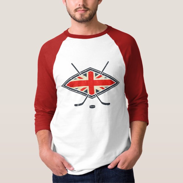 Camiseta Bandeira de Hóquei no Gelo Britânica (Frente)