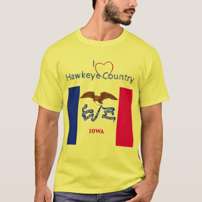 Camiseta Bandeira de Iowa Patriótica Hawkeyes Uni-sex (Frente)