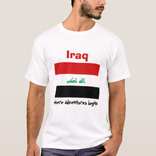 Camiseta Bandeira de Iraque + Mapa + T-shirt do texto