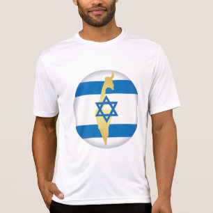 Camiseta Bandeira de Israel e Mapa Emblema Estrela Azul de