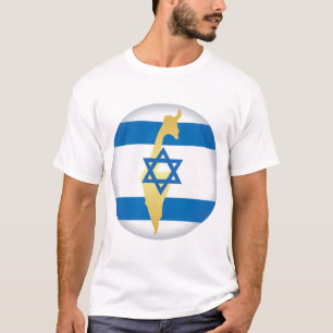 Camiseta Bandeira de Israel e Mapa Emblema Estrela de Davi 
