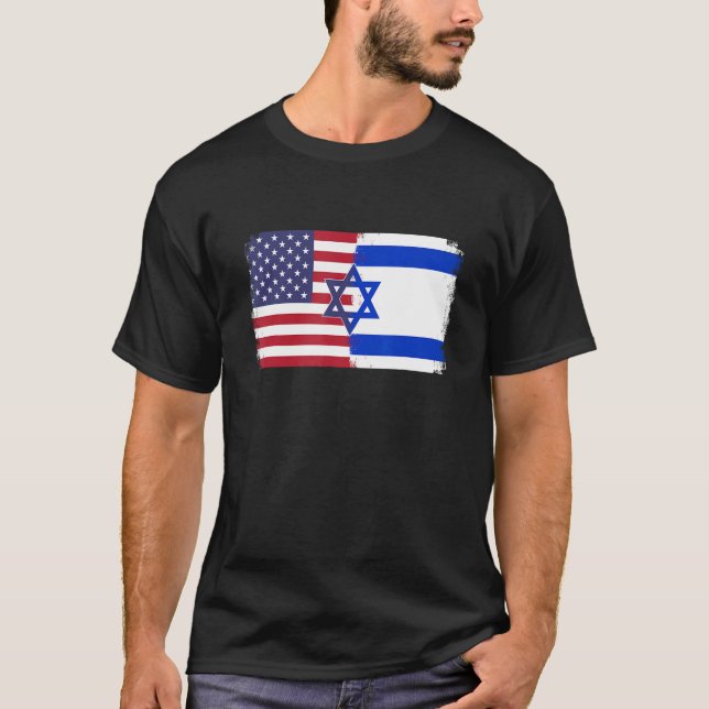 Camiseta bandeira de Israel EUA (Frente)