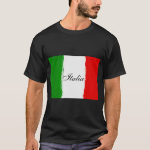 Camiseta Bandeira de Italia. eu amo Italia. texto