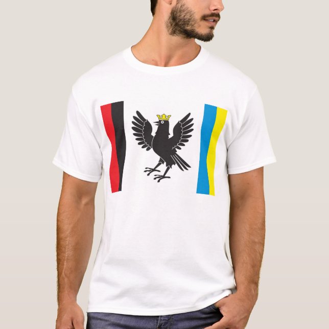 Camiseta Bandeira de Ivano-Frankivsk Oblast, Ucrânia (Frente)