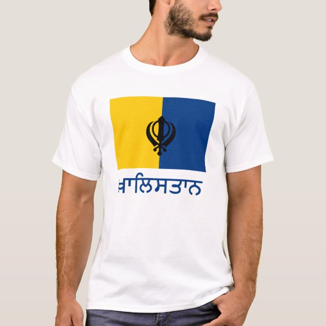 Camiseta Bandeira de Khalistan com nome no Punjabi (Frente)