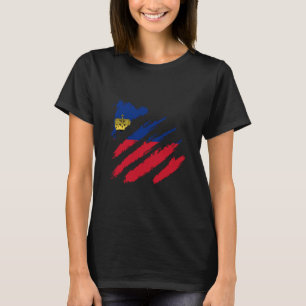 Camiseta Bandeira de Liechtenstein Patrimônio Vintage Liech