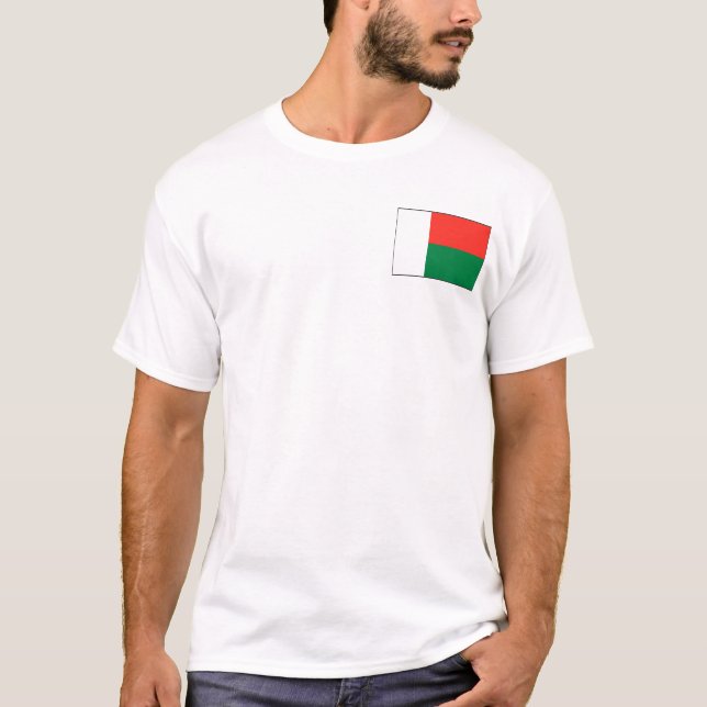 Camiseta Bandeira de Madagascar e t-shirt do mapa (Frente)