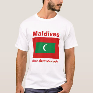 Camiseta Bandeira de Maldives + Mapa + T-shirt do texto