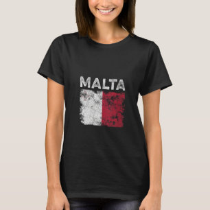 Camiseta Bandeira de Malta Feminina Desgastada Homens Mul
