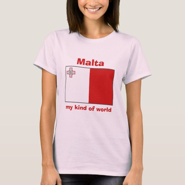 Camiseta Bandeira de Malta + Mapa + T-shirt do texto (Frente)