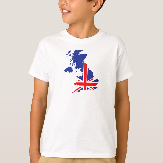 Camiseta bandeira de mapa do Reino Unido do excelente (Frente)