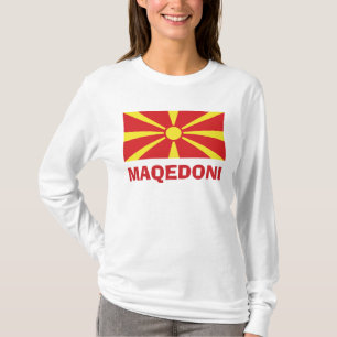 Camiseta Bandeira de Maqedoni Long Sleeve T-Shirt