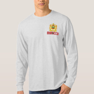 Camiseta Bandeira de Marrocos e Brasão de Armas Patriótico