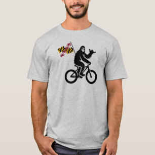 Camiseta Bandeira de Maryland de Bigfoot em bicicleta