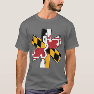 Camiseta Bandeira de Maryland EMS Serviços Médicos de Emerg