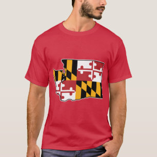 Camiseta Bandeira de Maryland Mapa do Estado de Washington