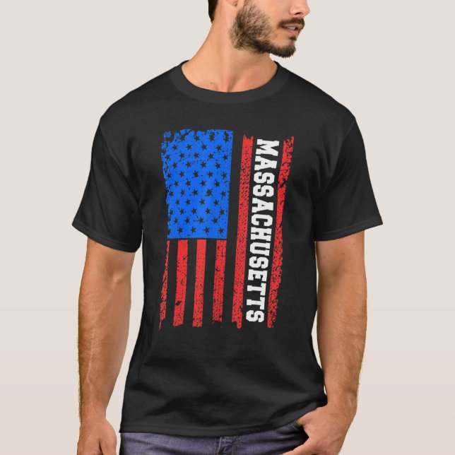 Camiseta Bandeira de Massachusetts EUA (Frente)