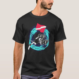 Camiseta Bandeira de mergulhador de mergulho livre Oceano M