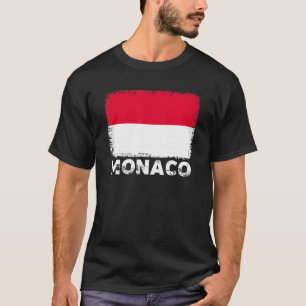 Camiseta Bandeira de Mônaco Apoie as Pessoas de Mônaco Mu