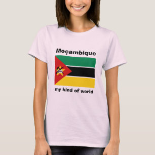 Camiseta Bandeira de Mozambique + Mapa + T-shirt do texto