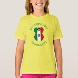 Camiseta Bandeira de Natal do Anjo Mexicano Menina Personal