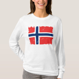 Camiseta Bandeira de Noruega afligida