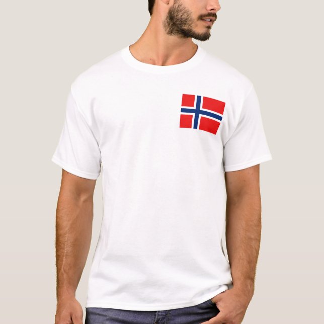 Camiseta Bandeira de Noruega e t-shirt do mapa (Frente)