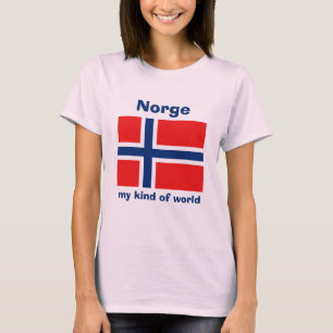 Camiseta Bandeira de Noruega + Mapa + T-shirt do texto