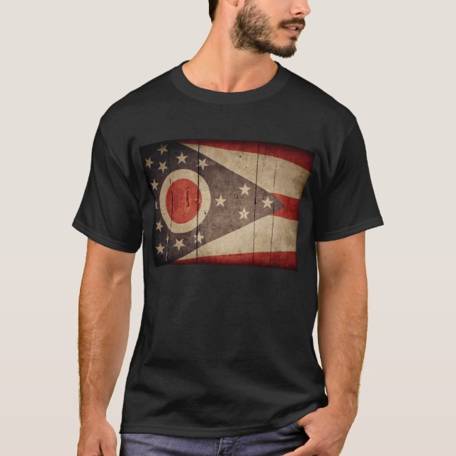 Camiseta Bandeira de Ohio com Madeira resistente (Frente)