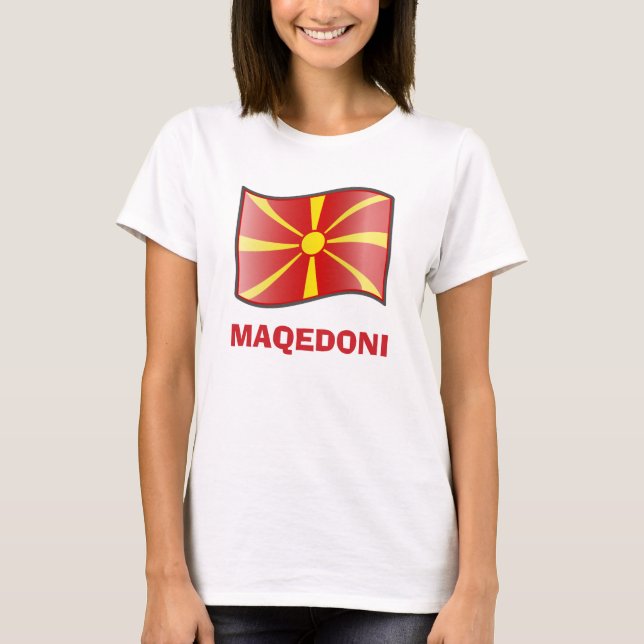 Camiseta Bandeira de Ondas na Macedônia Maqedoni - Camisa-T (Frente)
