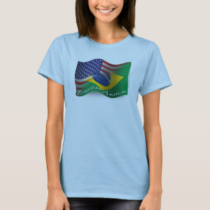 Camiseta Bandeira de ondulação Brasileiro-Americana