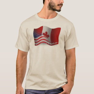 Camiseta Bandeira de ondulação Canadense-Americana