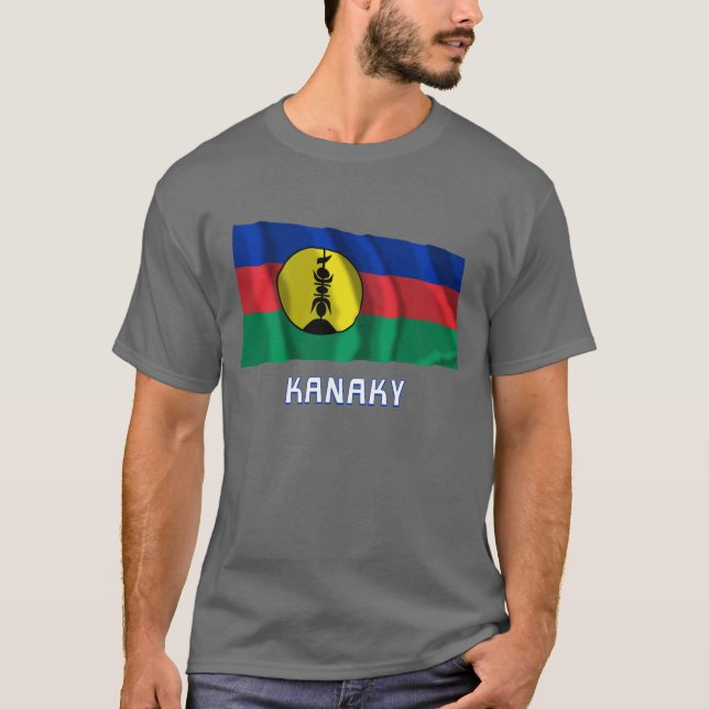 Camiseta Bandeira de ondulação de Kanaky com nome (Frente)