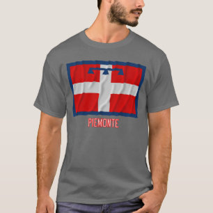 Camiseta Bandeira de ondulação de Piemonte com nome