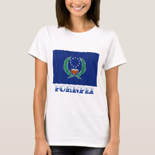 Camiseta Bandeira de ondulação de Pohnpei, com nome