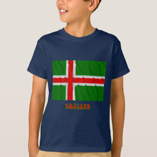 Camiseta Bandeira de ondulação de Småland com o nome (não
